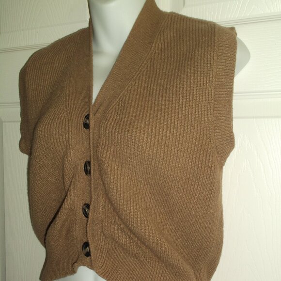 POOF Apparel Brown V-Neck Button Front Sweater Vest ~ Women's Juniors Size Large - Picture 4 of 9